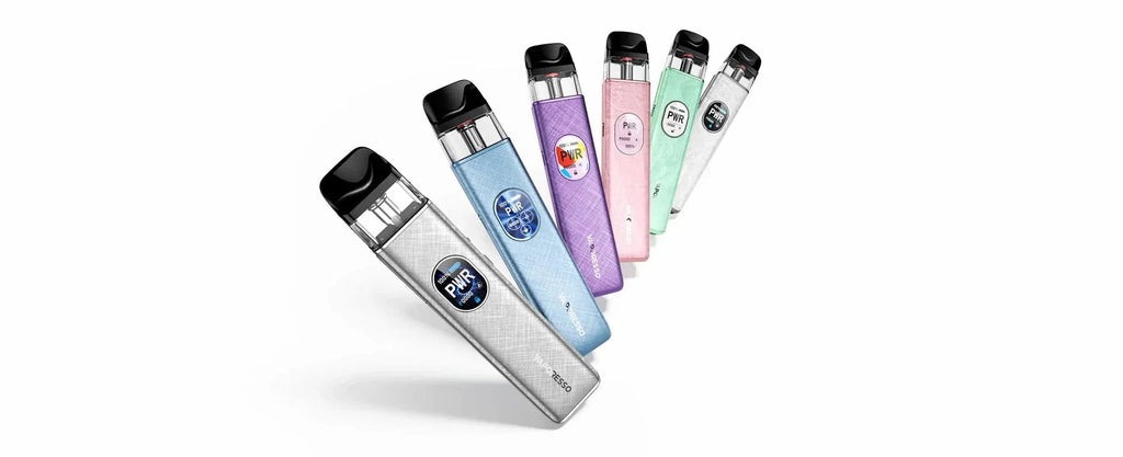 Assorted colorful vape devices on a white background Vaporesso XROS 5 30W Pod Kit