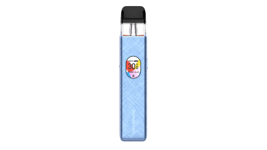 Blue vape device with a visible brand logo on a green background Vaporesso XROS 5 30W Pod Kit