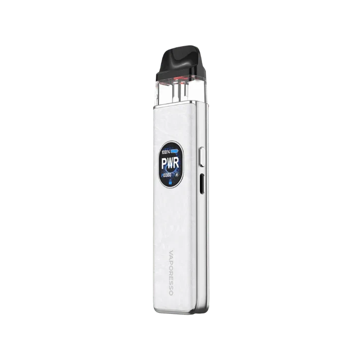 A Vaporesso XROS 5 30W Pod Kit in blue color with a textured design, featuring a display screen and a pod mod style design. Vaporesso XROS 5 30W Pod Kit